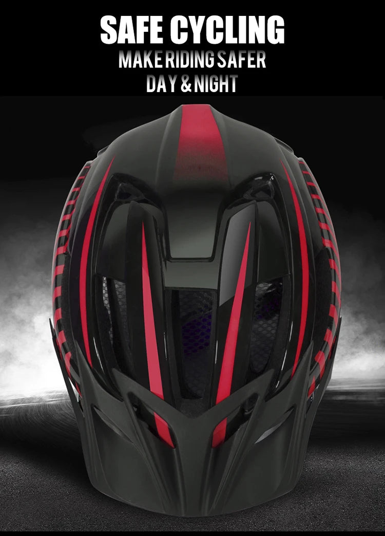 Capacete de Ciclismo com Luz Traseira LED e Viseira Solar