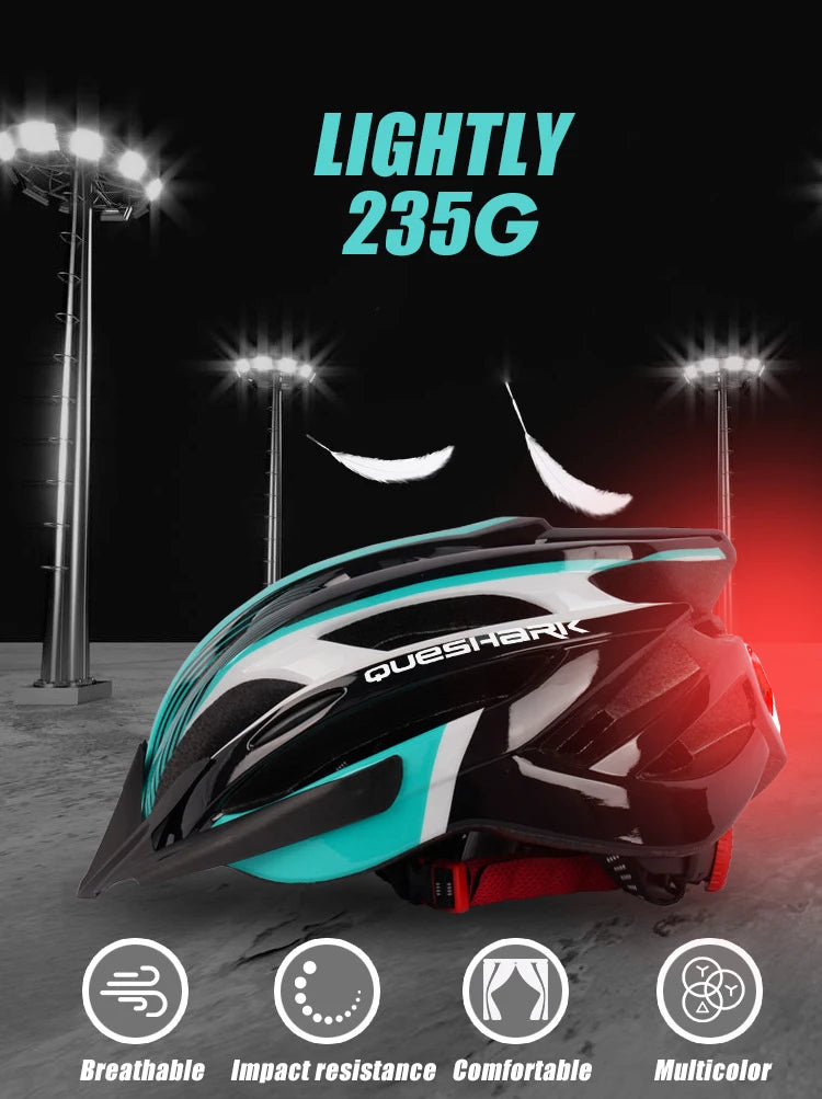 Capacete de Ciclismo com Luz Traseira LED e Viseira Solar