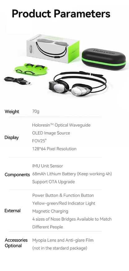 Óculos de Natação Inteligentes, com Métricas na Água, Antiembaçante e Fitness Tracker